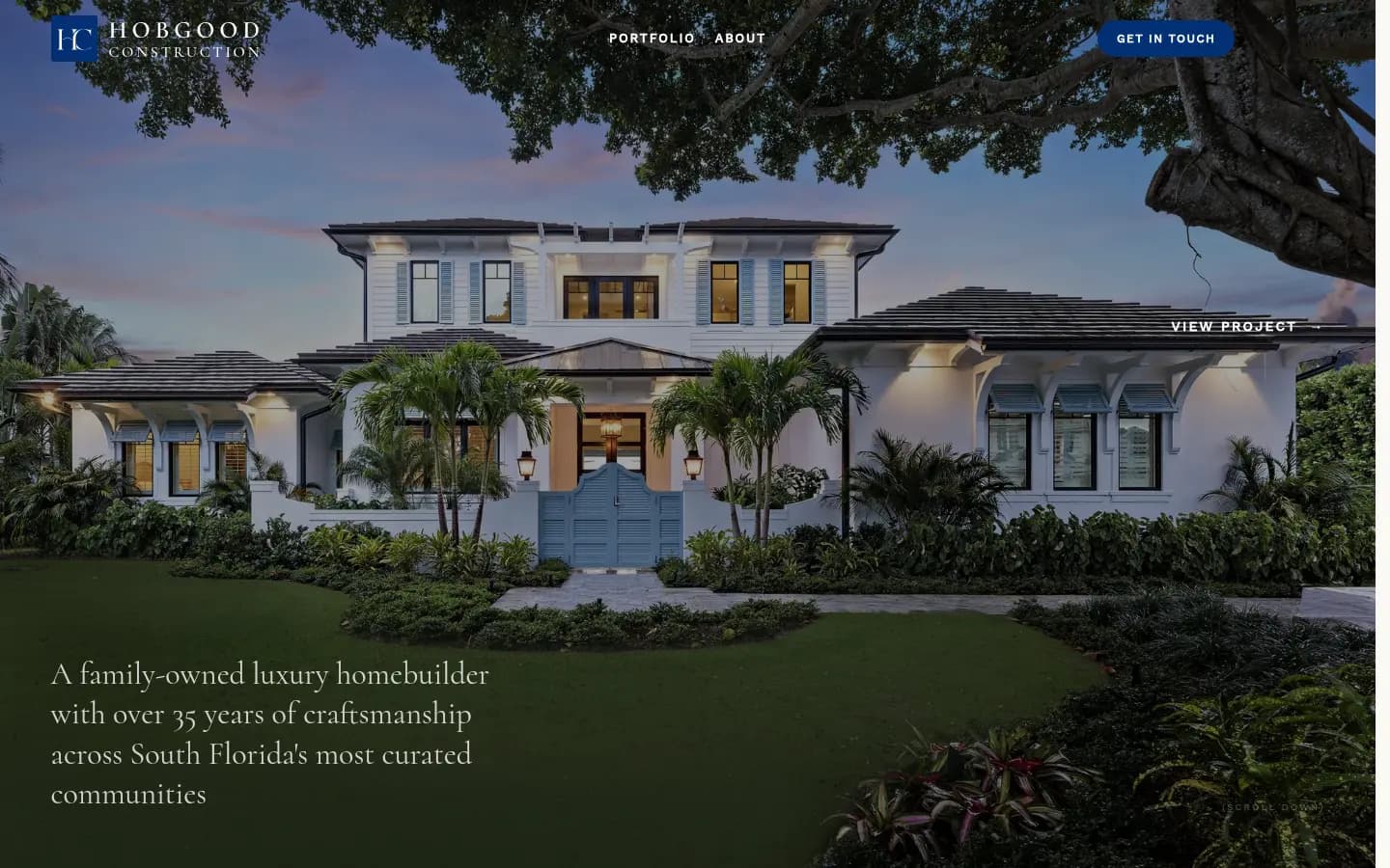 Homepage of the Hobgood Construction website